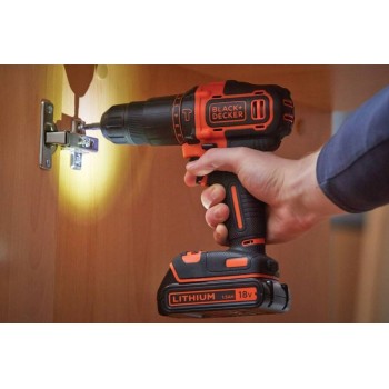 Black Decker BDCHD18K-QW smūginis gręžtuvas ir gręžtuvas su akumuliatoriumi, įkrovikliu ir dėklu