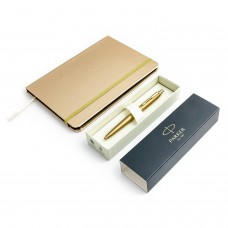 Parker Monochrome auksinis tušinukas + užrašų knygelės rinkinys