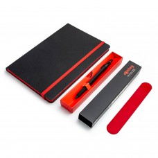 Rotring tušinukų rinkinys 600 su trintuku, užrašų knygute ir raudonu dėklu