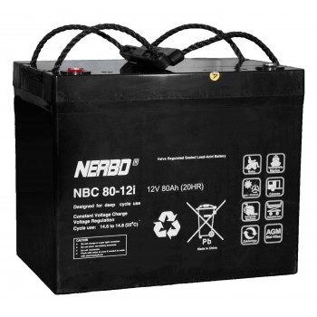 Akumuliatorius NERBO NBC 80-12i 12V 80Ah AGM  nereikalauja priežiūros cikliniam veikimui