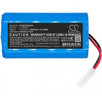  baterija Xiaomi G1 MI Robot 14.8V 2600mAh Li-Ion, skirta Flyco FC9601 FC960 XIAOMI MI-G1 LI-026418 Panasonic MC-RS53 MC-WRS53 MC-WRC53