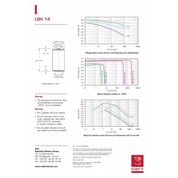 Saft LSH14CNA 3,6 V LiSOCl2 C dydžio didelės srovės ličio akumuliatorius su laidu